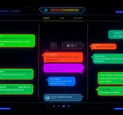 Spicychatai app interface depicting realistic AI chat with immersive visuals and vibrant roleplay scenarios, engaging users effectively.