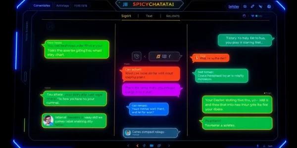 Spicychatai app interface depicting realistic AI chat with immersive visuals and vibrant roleplay scenarios, engaging users effectively.