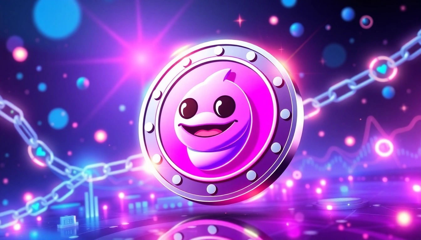 Pepe Meme Coin Price highlights as Pepe mascot overlooks blockchain tokens in vibrant,