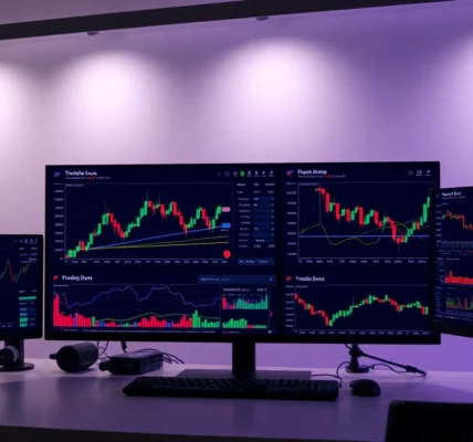 Trading view chart displaying live market analysis with traders analyzing data on the screen